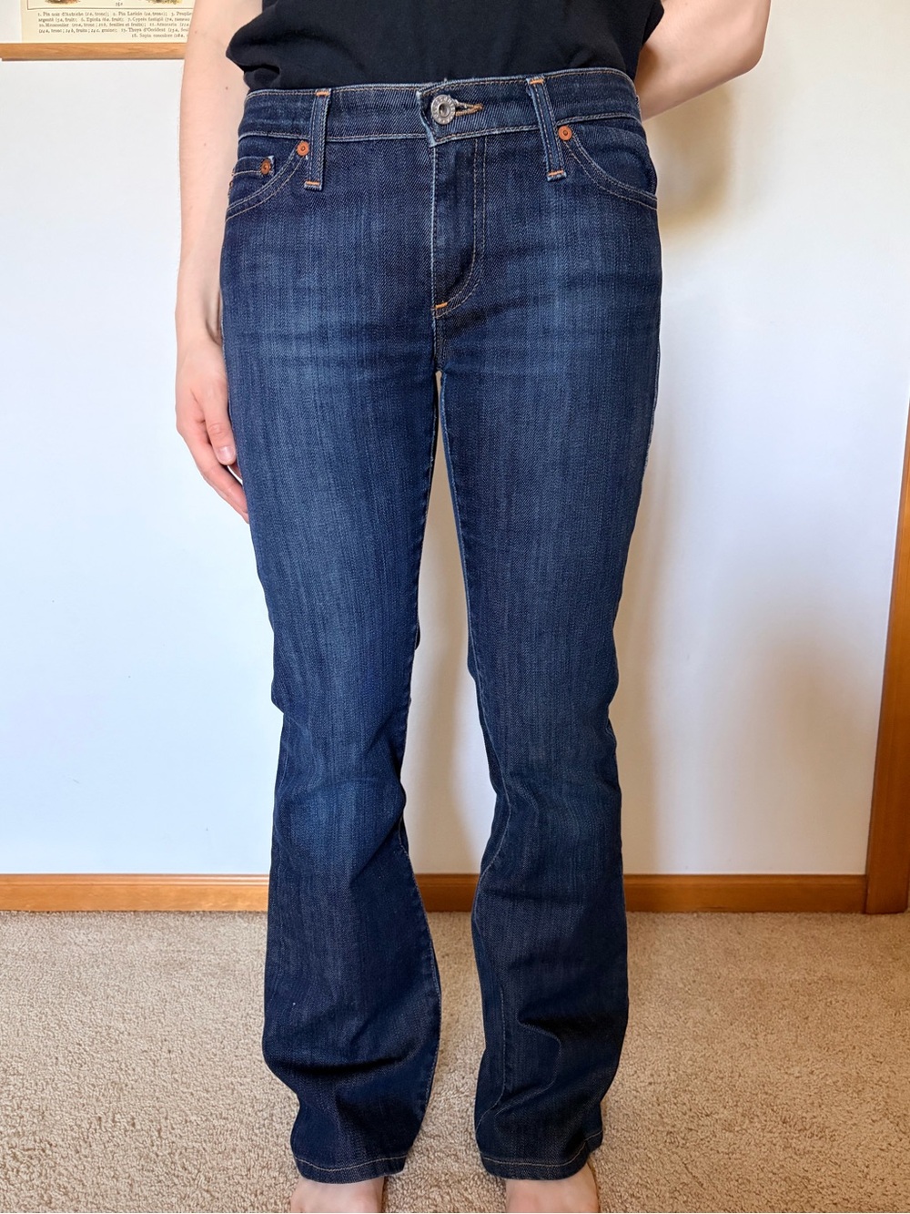 Ag Adriano Goldschmied Dark Blue Wide Leg Jeans